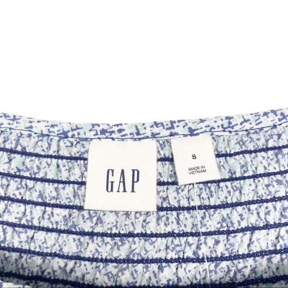 Gap Blue Printed Off The Shoulder Shirt Sz S - Picture 4 of 6